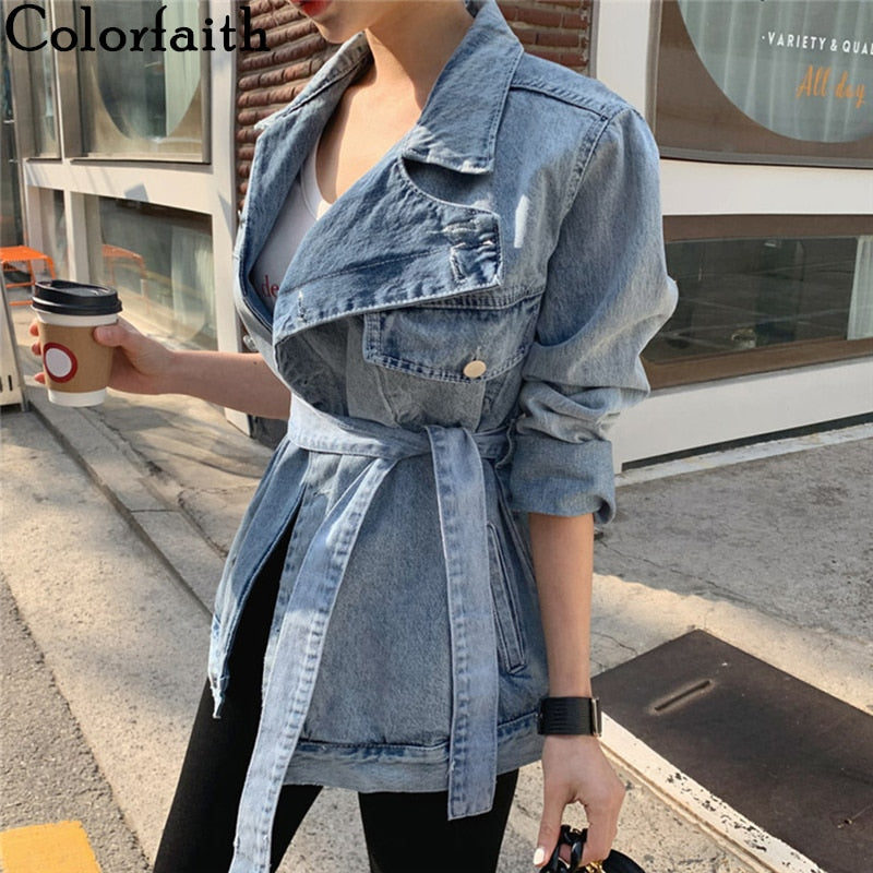 Colorfaith Spring Women's Denim Jackets