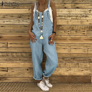 Women Sleeveless Cotton Linen Overalls Summer Elegant Jumpsuits